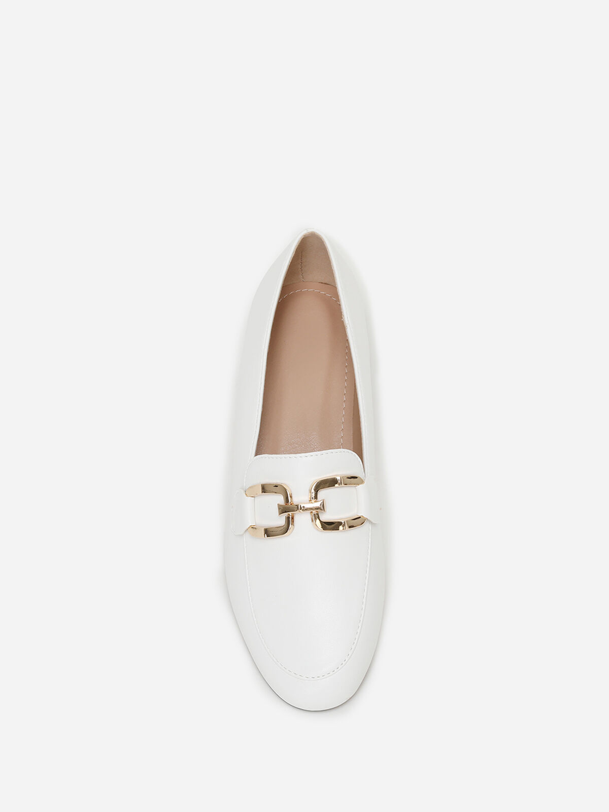Mocassins plats à double boucle- Blanc