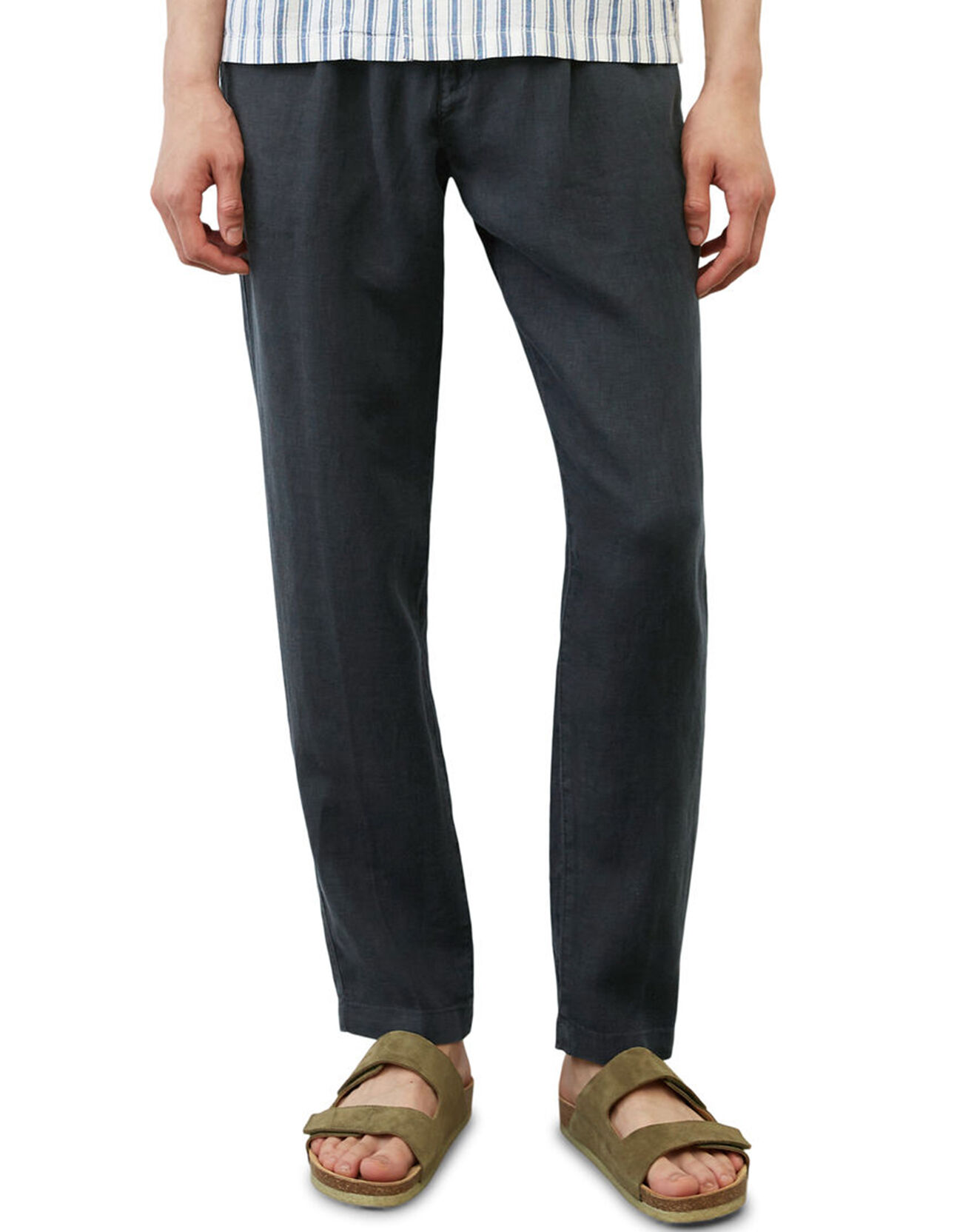 Marc O'Polo Pantalon 100% Lin Osby Pant Pince bleu marine