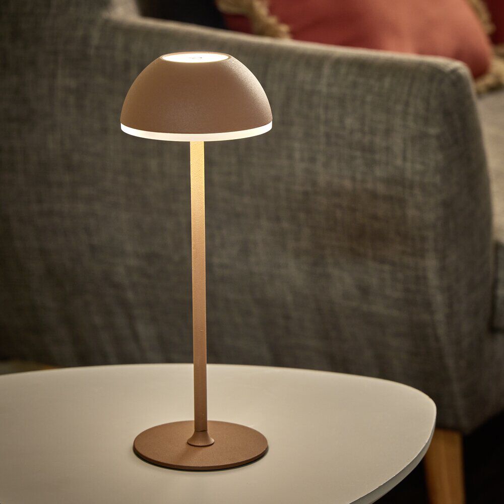 Lampe à poser sans fil tactile et rechargeable USB 3 nuances H37cm Brun