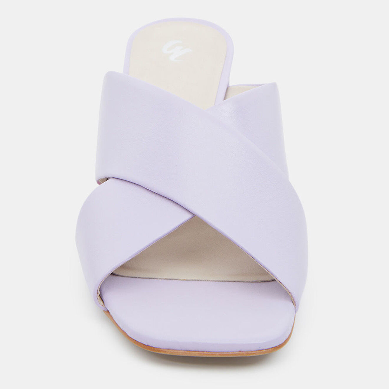 Galeries Lafayette Mules croisées en Cuir violet clair - Talon 6 cm