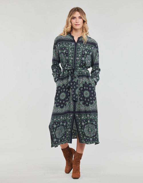 Tommy Hilfiger - BANDANA VIS MIDI SHIRT DRESS LS - Marine