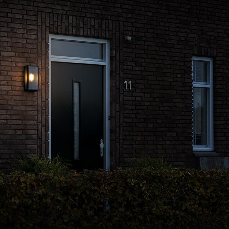 Industriële buiten wandlamp zwart IP44 met glas - Rotterdam