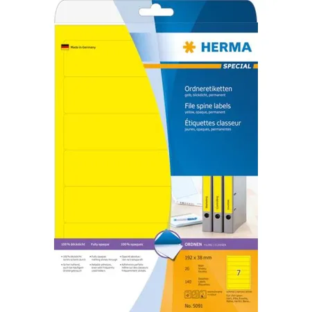 HERMA Ordneretiketten, gelb, 192 x 38mm, 140 Stück