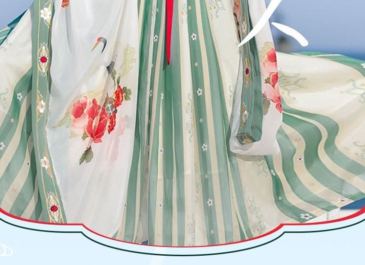 Francoix - Hanfu Set van 2: Geborduurde top met lange mouwen + Maxi-rok met print op de borst