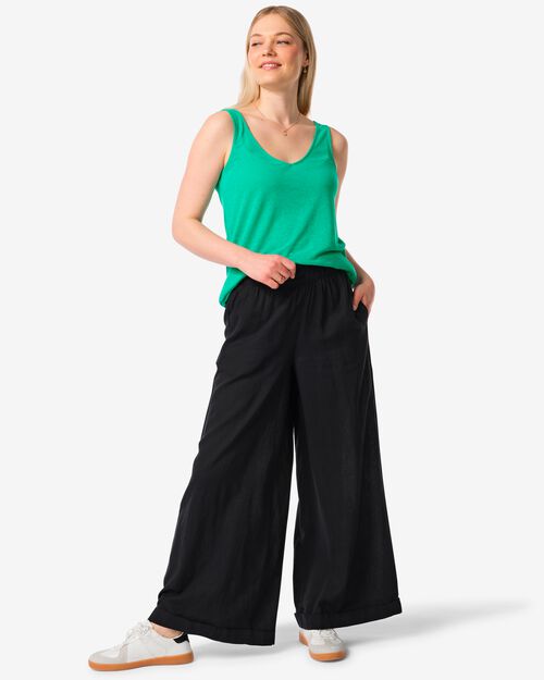pantalon femme Raiza avec lin noir