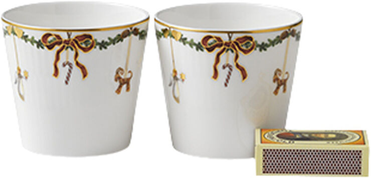 Royal Copenhagen Stjerne Riflet Jul 7 cm. skåle 2 stk. Hvid, multi