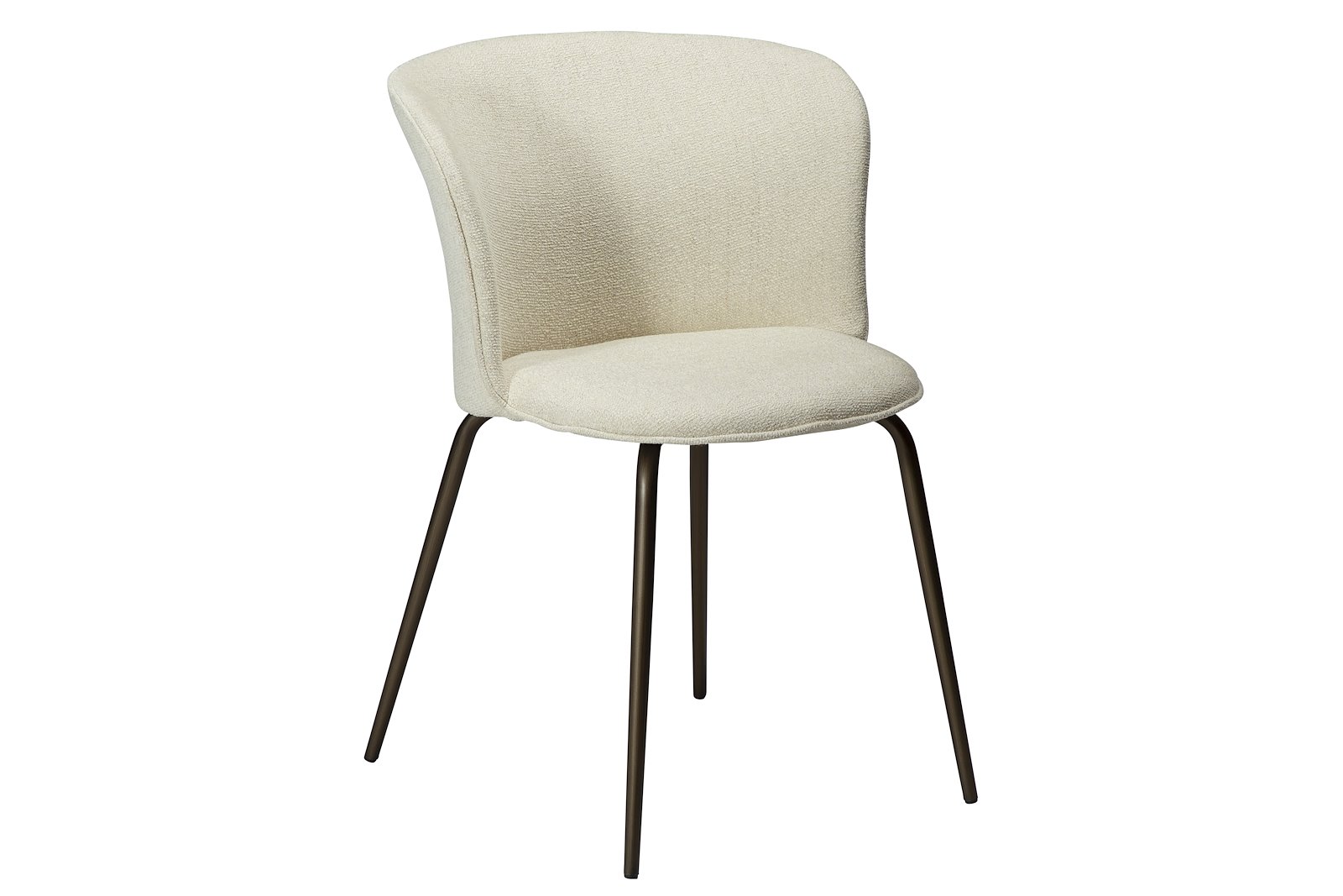 Eden spisestol Tekstil Bouclé Bone White med ben i antikk messing.