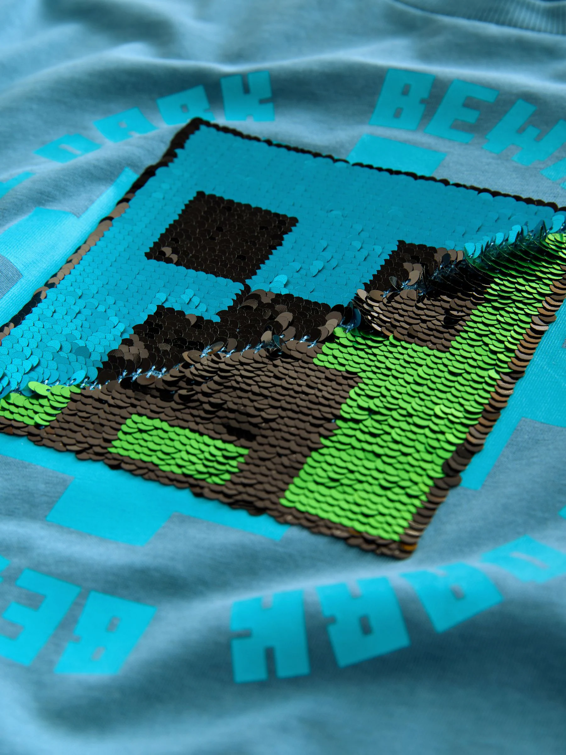Donkerblauw - Minecraft T-shirt met pailletten (3-16jr)