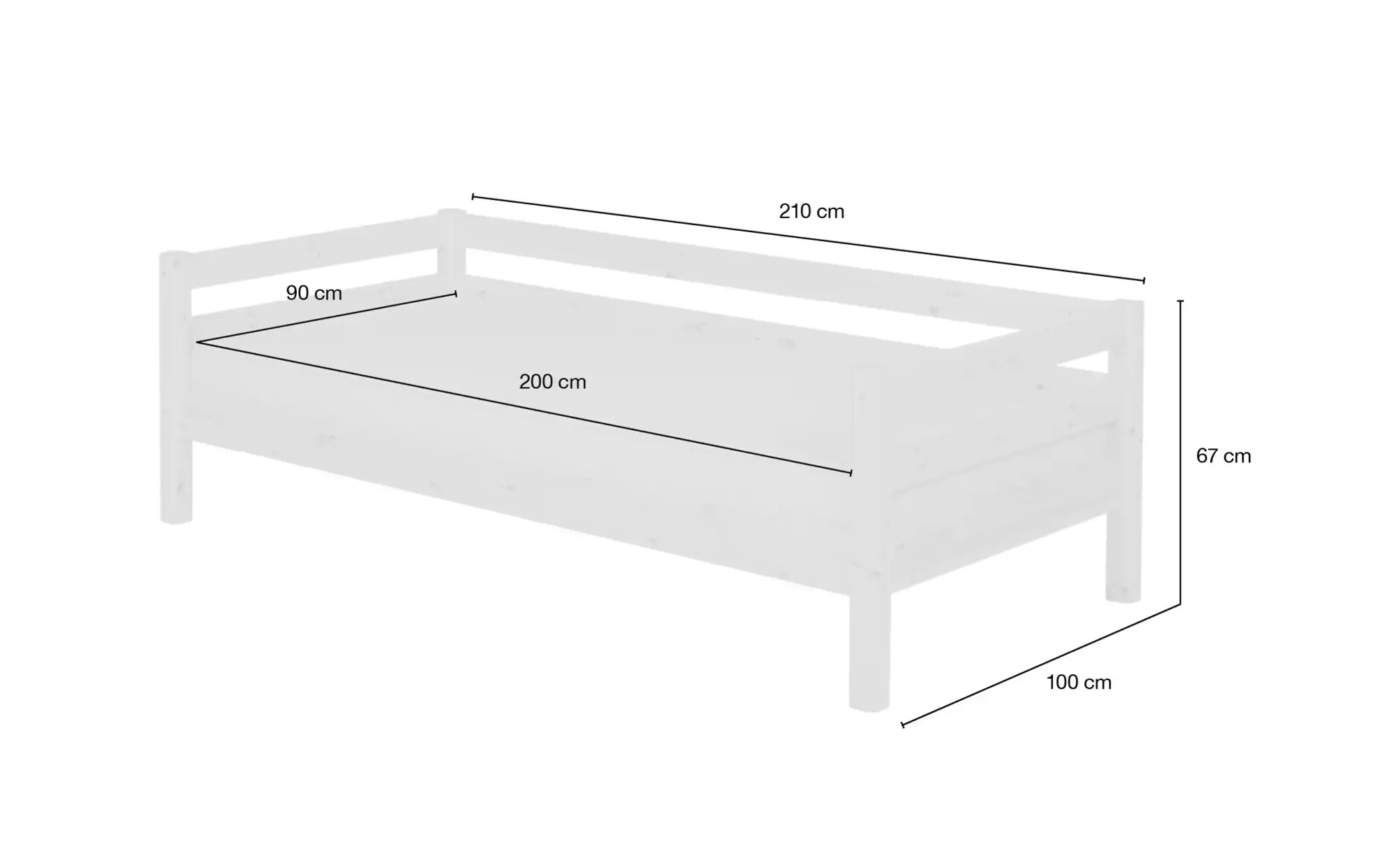 FLEXA Bett mit hinterer Absturzsicherung Classic