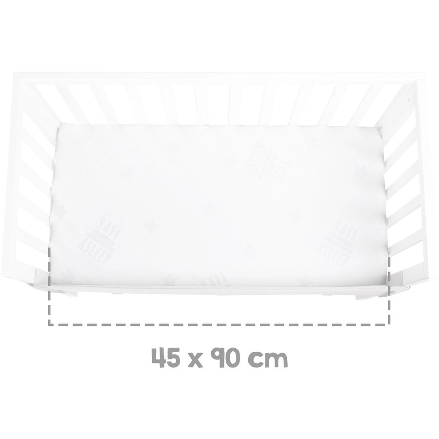 roba Beistellbett safe asleep® 2 in 1 weiß + Matratze
