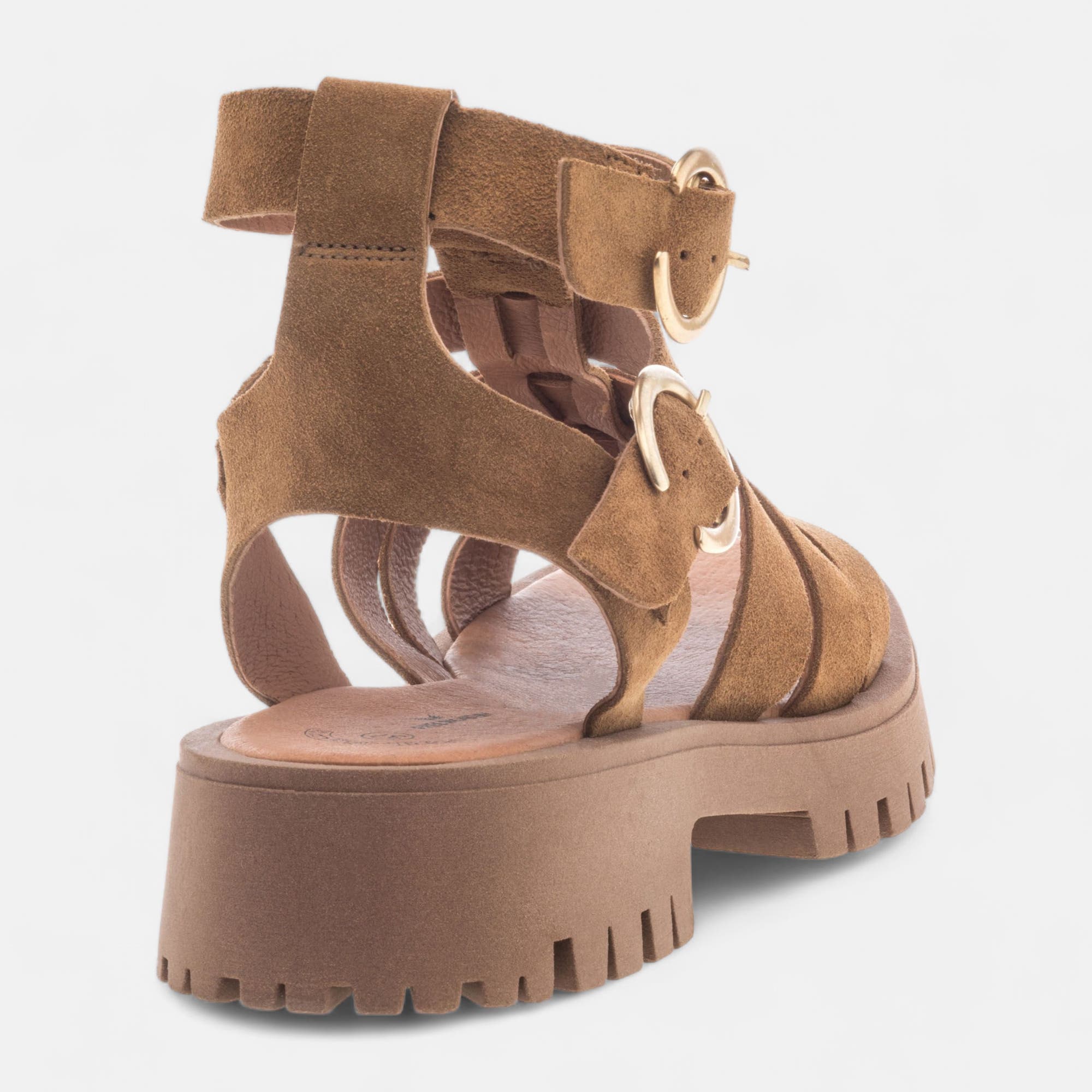 Sandales Femme en cuir cognac