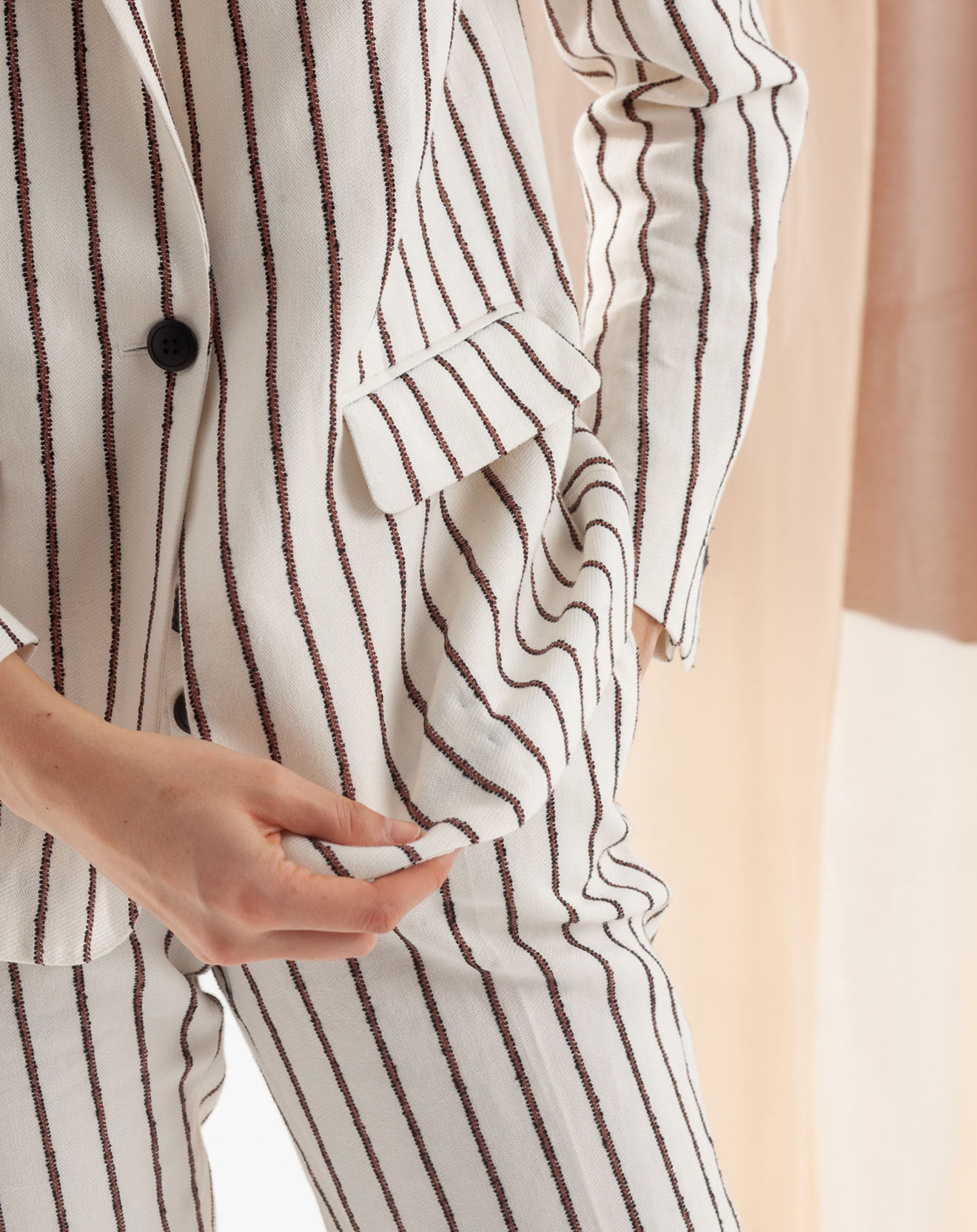 Chloé Stora Veste en Coton & Lin Viska à rayures écrue