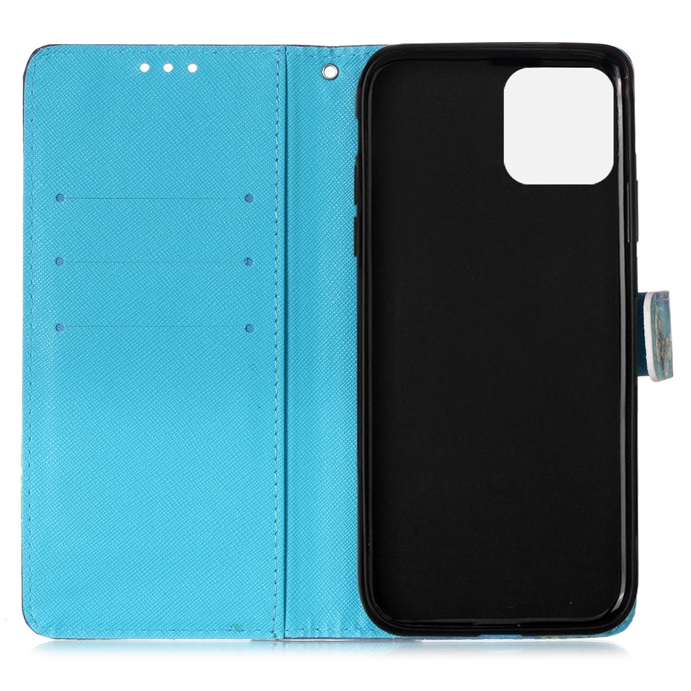iPhone 12 / iPhone 12 Pro Leder Tasche Traumfänger mit Federn - Rosa / Blau