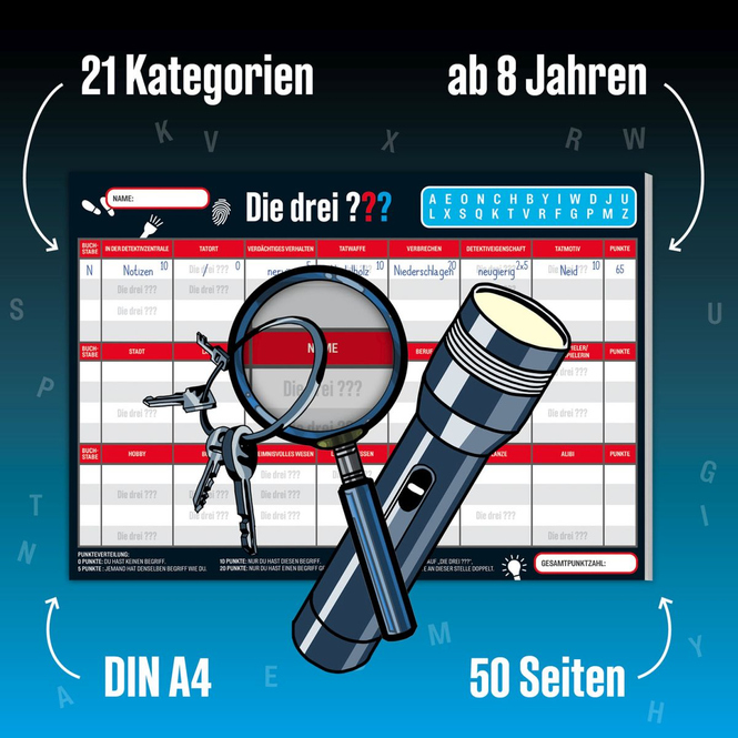 Die drei ??? - Stadt Land Rocky Beach - Spieleblock
