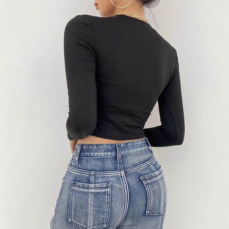 Sosana - Croptop met lange mouwen en hartjesprint