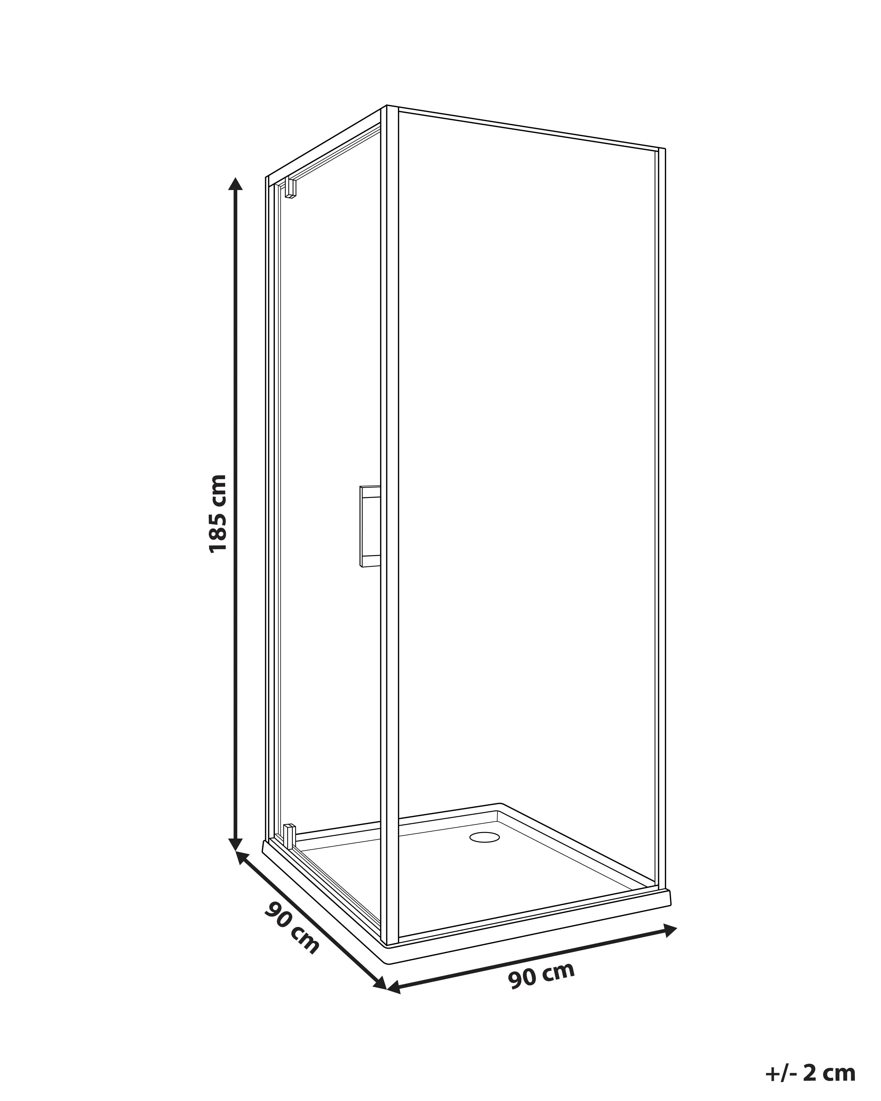 Douchecabine DARLI 90 x 90 x 185 cm Zilver