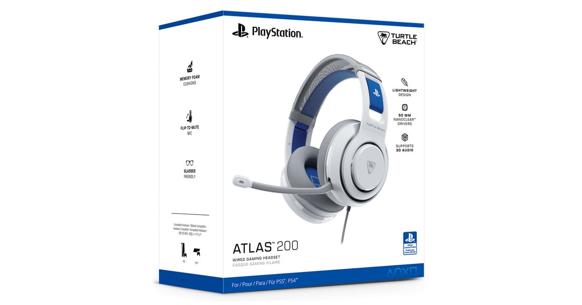 Turtle BeachAtlas 200 bekabelde gamingheadset over-ear gaming headset  (Wit, PlayStation 4, PlayStation 5)