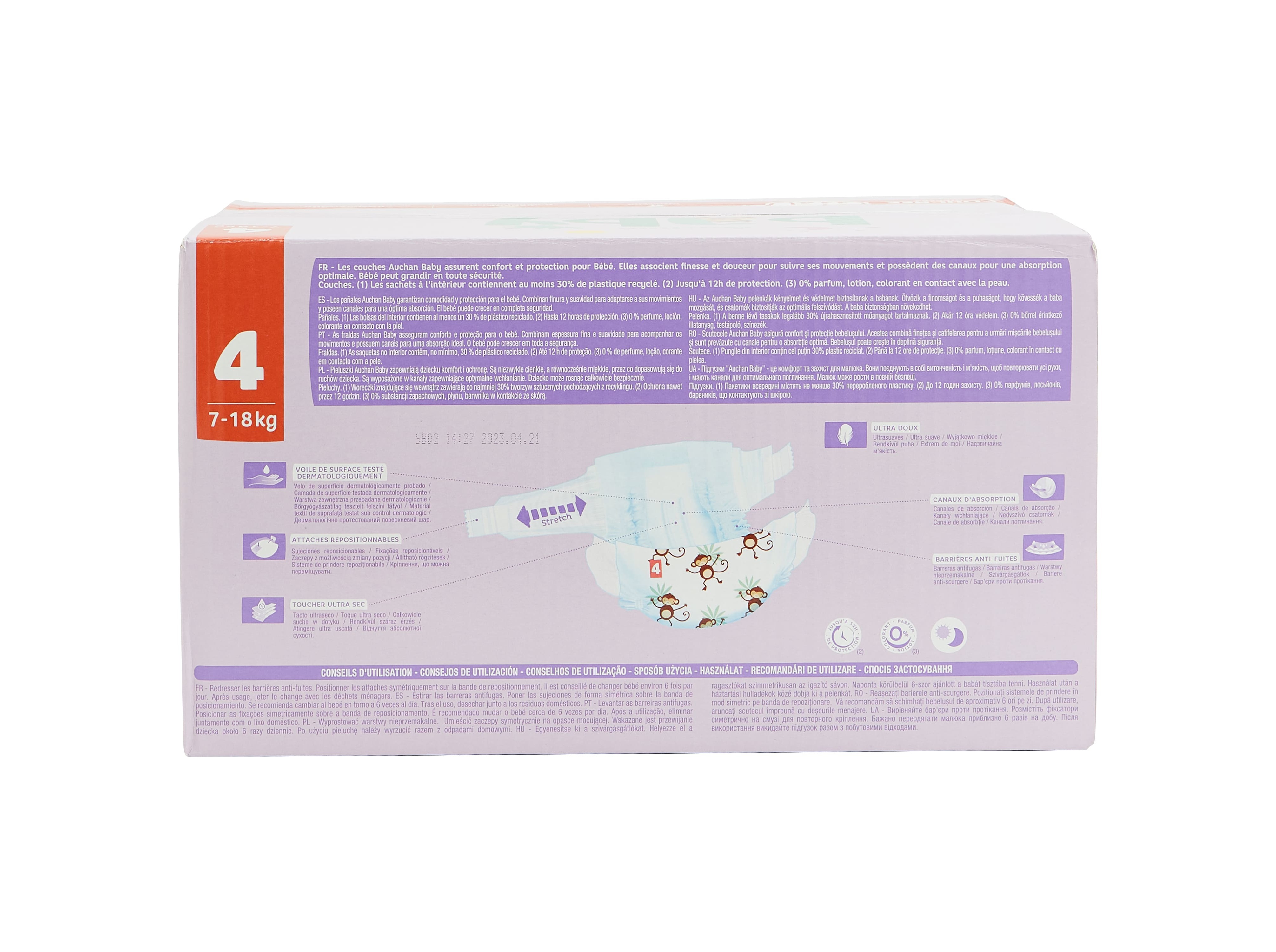 FRALDAS AUCHAN BABY T4 7-18KG 114UN