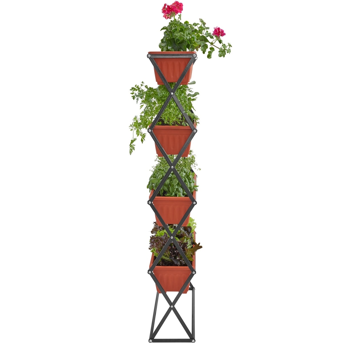 Vertikal blomsterkasse med 4 kasser 52x21x127cm - brun