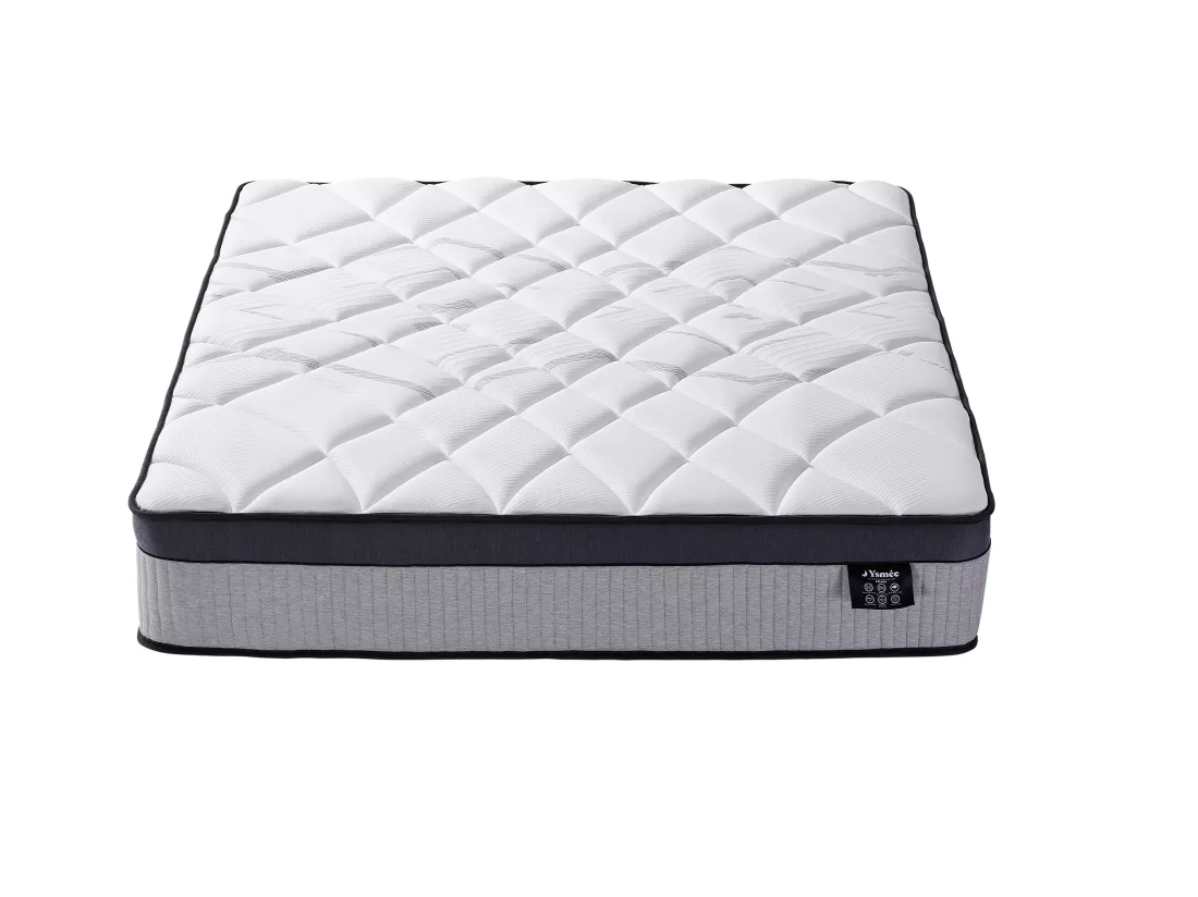 Ensemble 140 x 200 cm sommier coffre blanc + matelas hybride ressorts ensachés 5 zones et mousse à mémoire de forme ép.30cm - PATNOS de YSMÉE