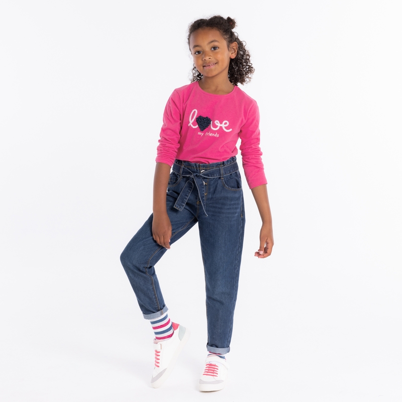 T-shirt à message love rose fille