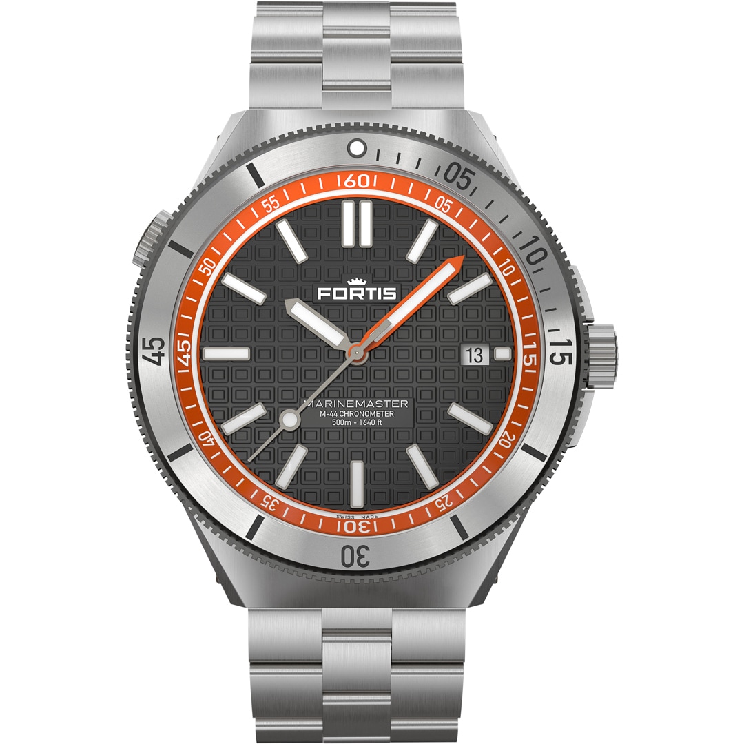 Fortis Marinemaster M-44 Chronometer Amber Orange Block Bracelet