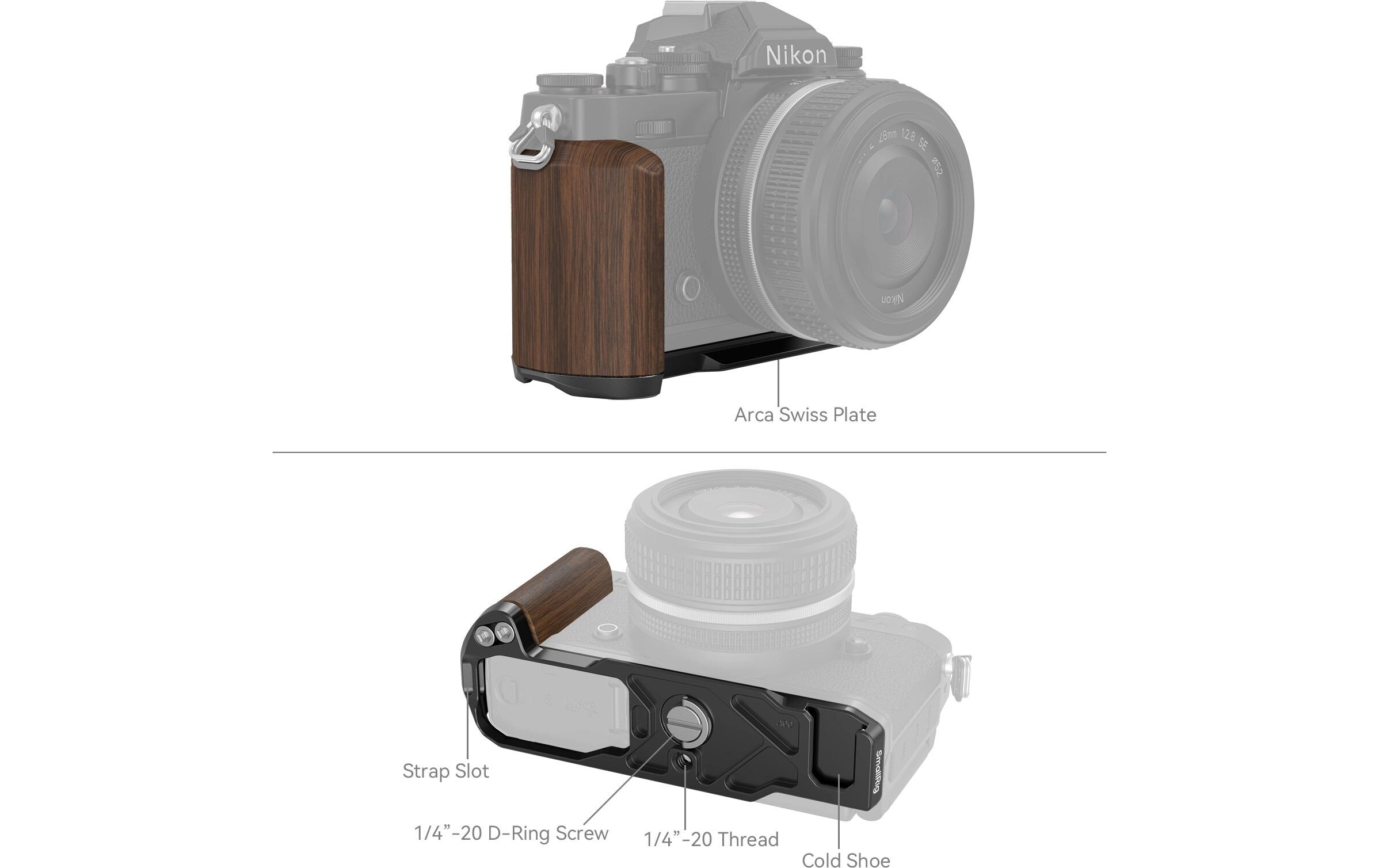 L-Winkel Nikon Z fc SchwarzL-förmiger Holzgriff für Nikon Z fc