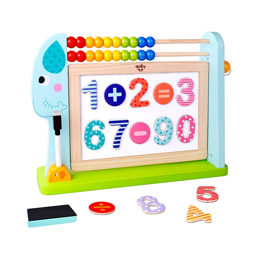 Tooky Toy TKF087 Kindertafel Rechenschieber Marker magnetische Zahlen ab 3 Jahre bunt