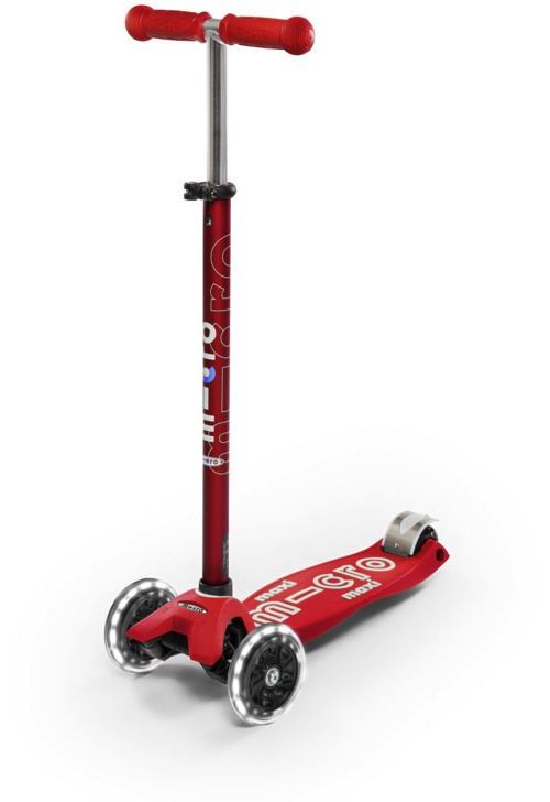 Micro Maxi Deluxe LED Kinder Kickboard Rot