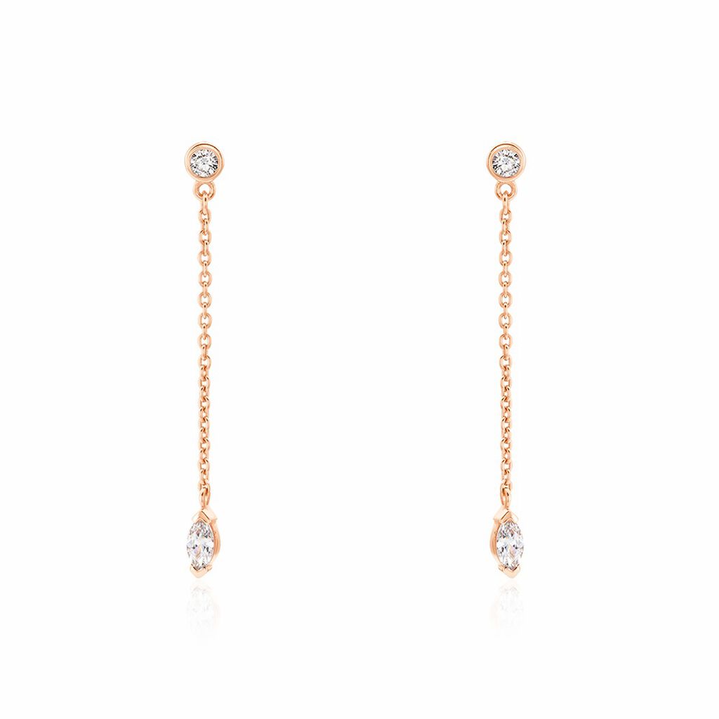 Boucles D'oreilles Pendantes Kenta Argent Rose Oxyde De Zirconium