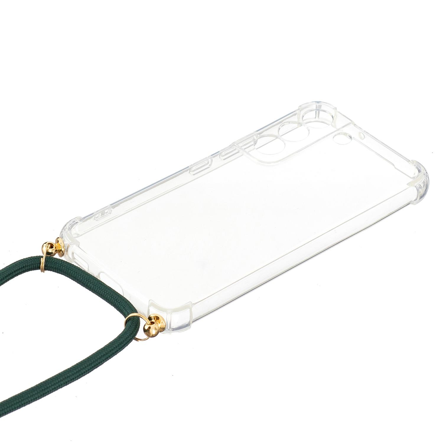 Samsung Galaxy S22 5G Necklace Gummi Hülle Air Cushion Fallschutz   Handykette (150cm) - Grün / Gold