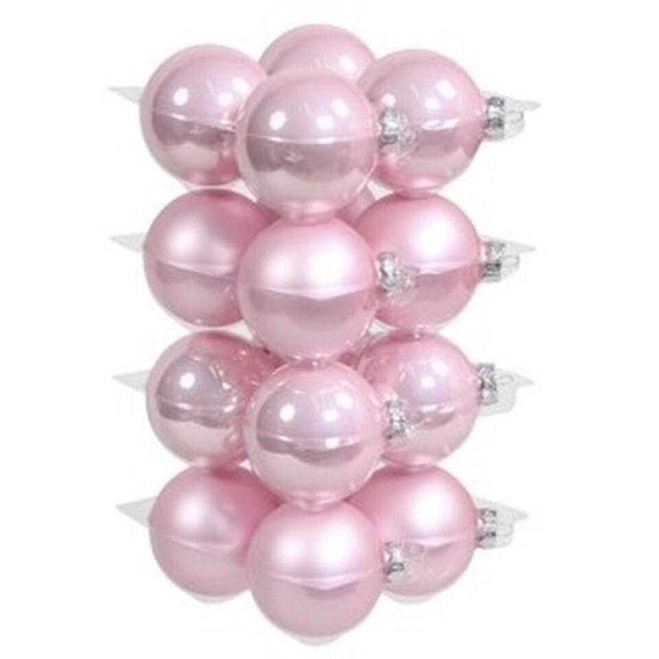 Othmar decorations Kerstballen - 16x - roze - mat en glans - 8 cm