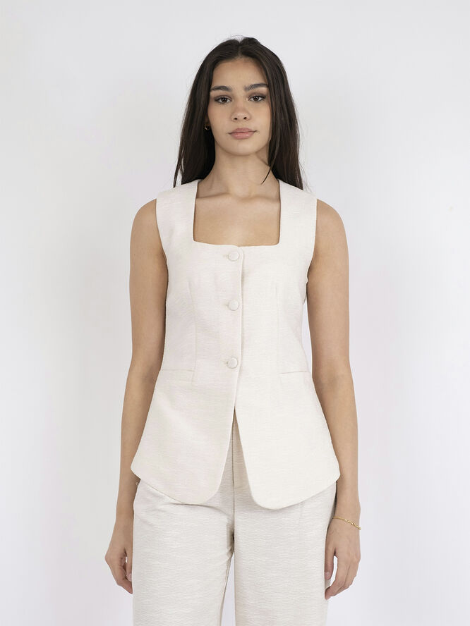 Neo Noir Lily Boucle Waistcoat Creme