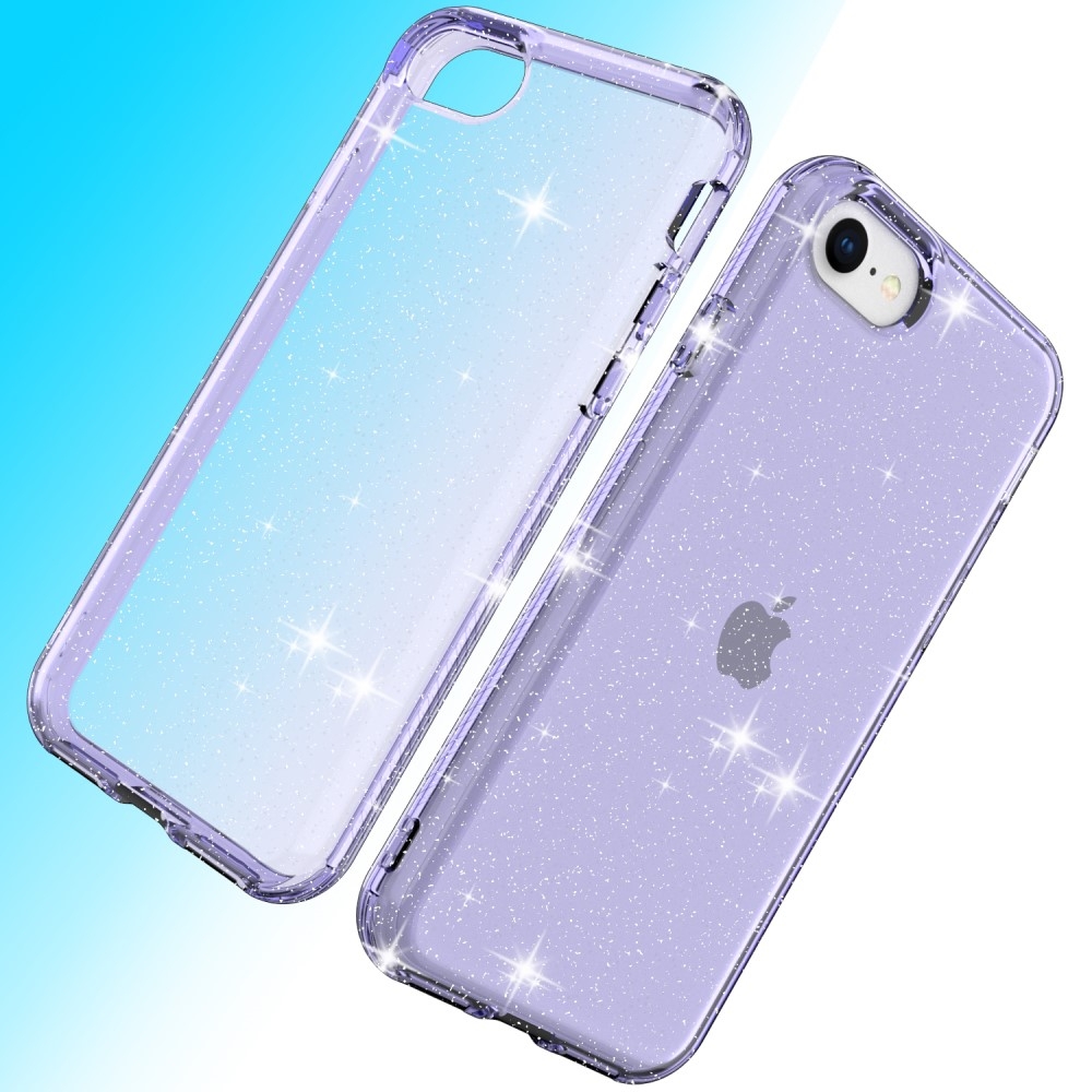 iPhone SE (2022/2020) / 8 / 7 / 6S Gummi Case Schutzhülle im Glitzer Design - Violett / Transparent