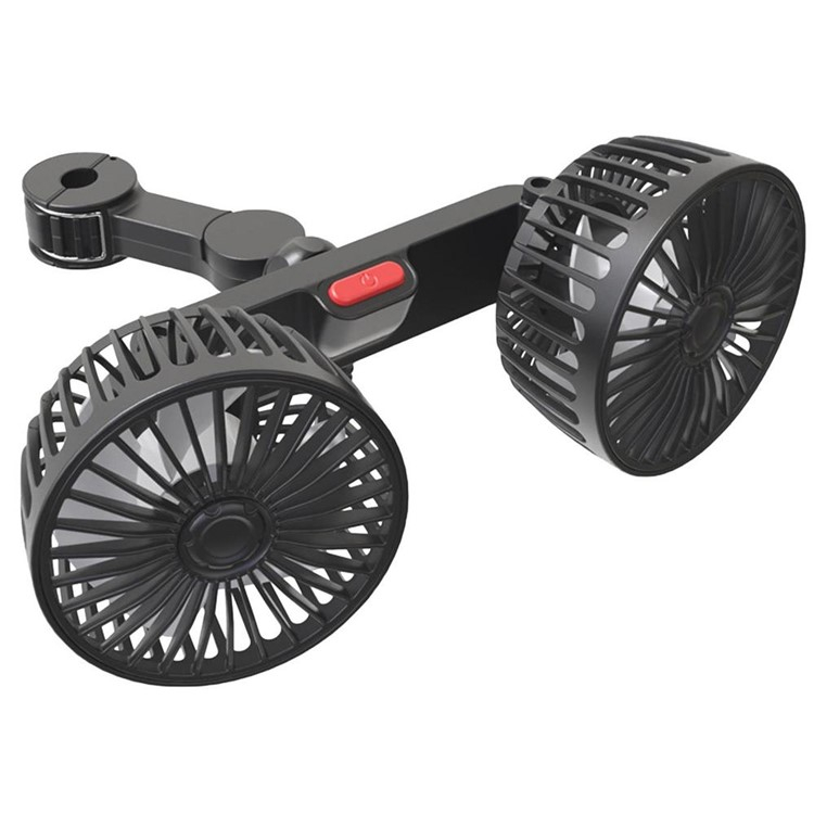 (10W) USB Auto Ventilator KFZ Doppelkopf Lüfter mit Sitzhalterung - Schwarz