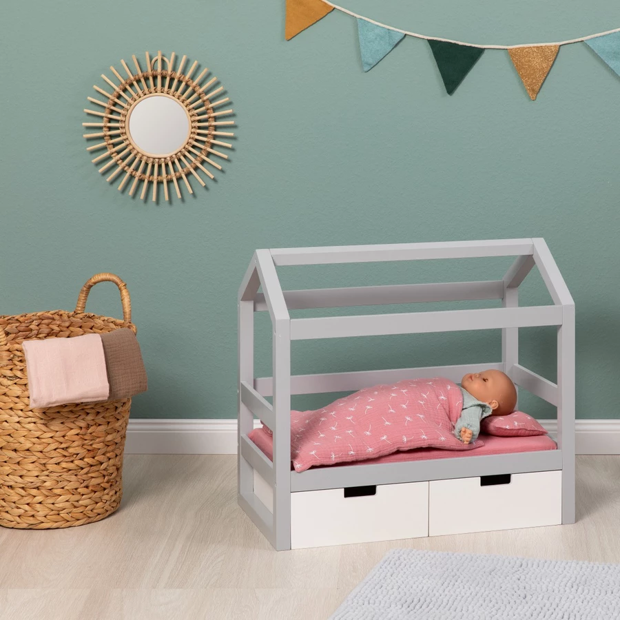 MUSTERKIND® Puppen-Hausbett Viola grauweiß