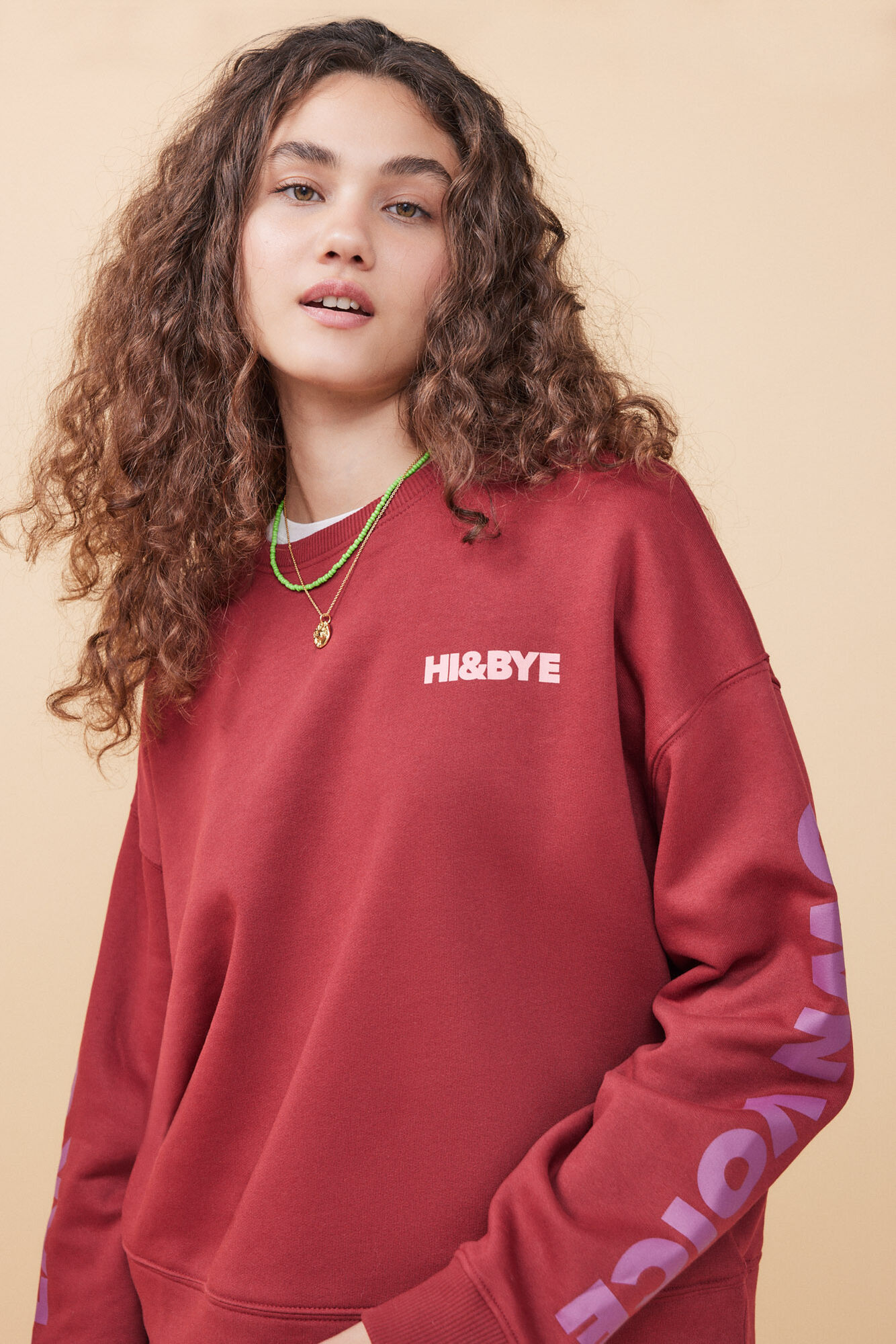 Moletom vermelho de lã com manga com logotipo