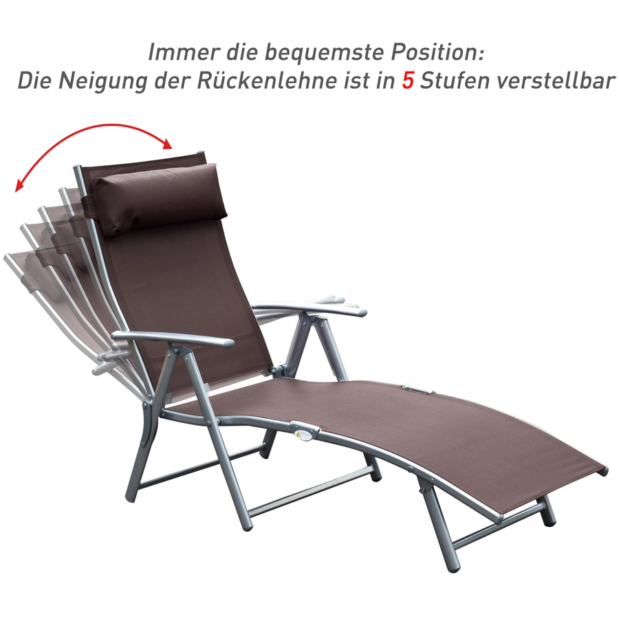 Outsunny Gartenliege mit Kissen braun