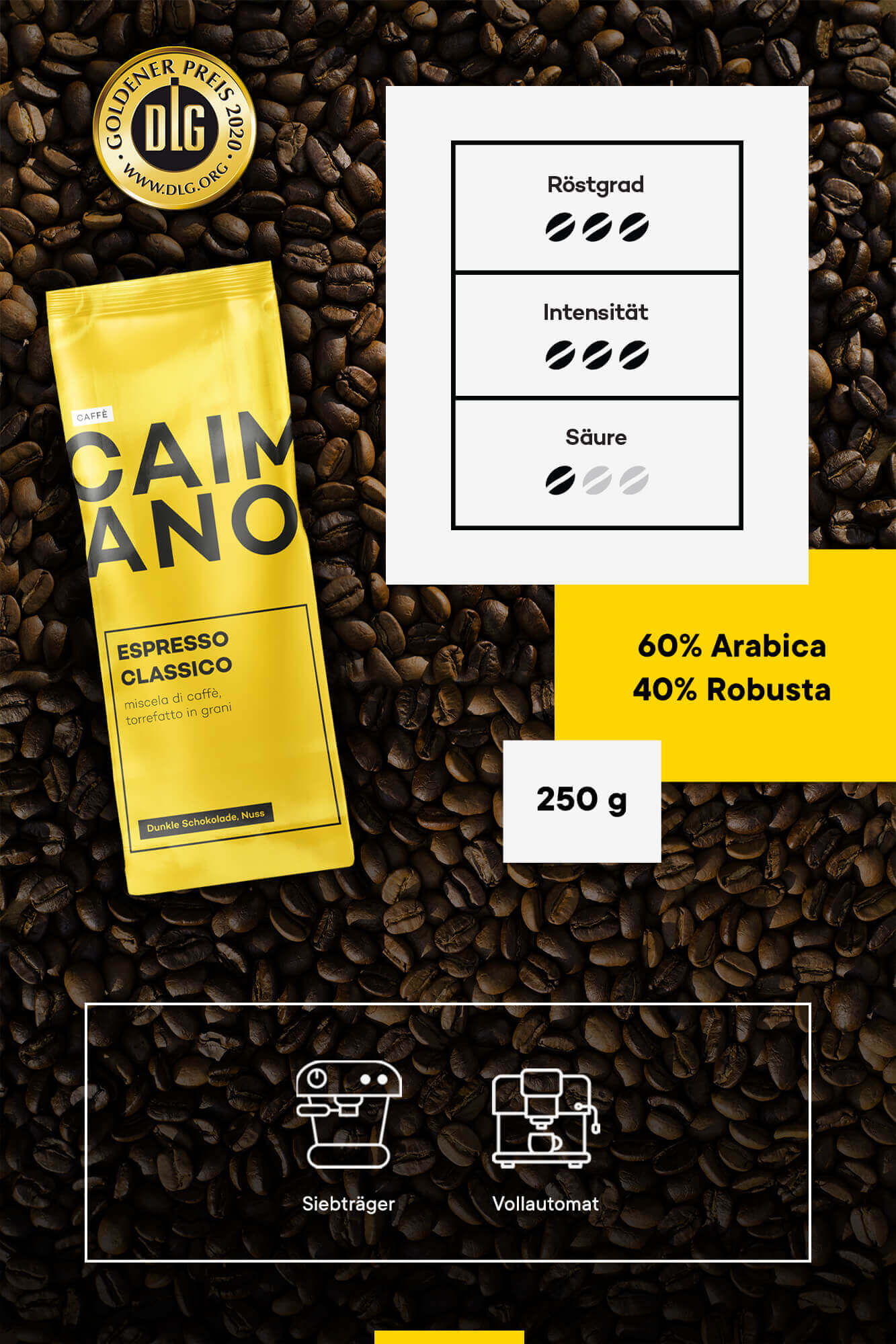 Caffè Caimano Espresso Classico Vorteilspaket 4kg