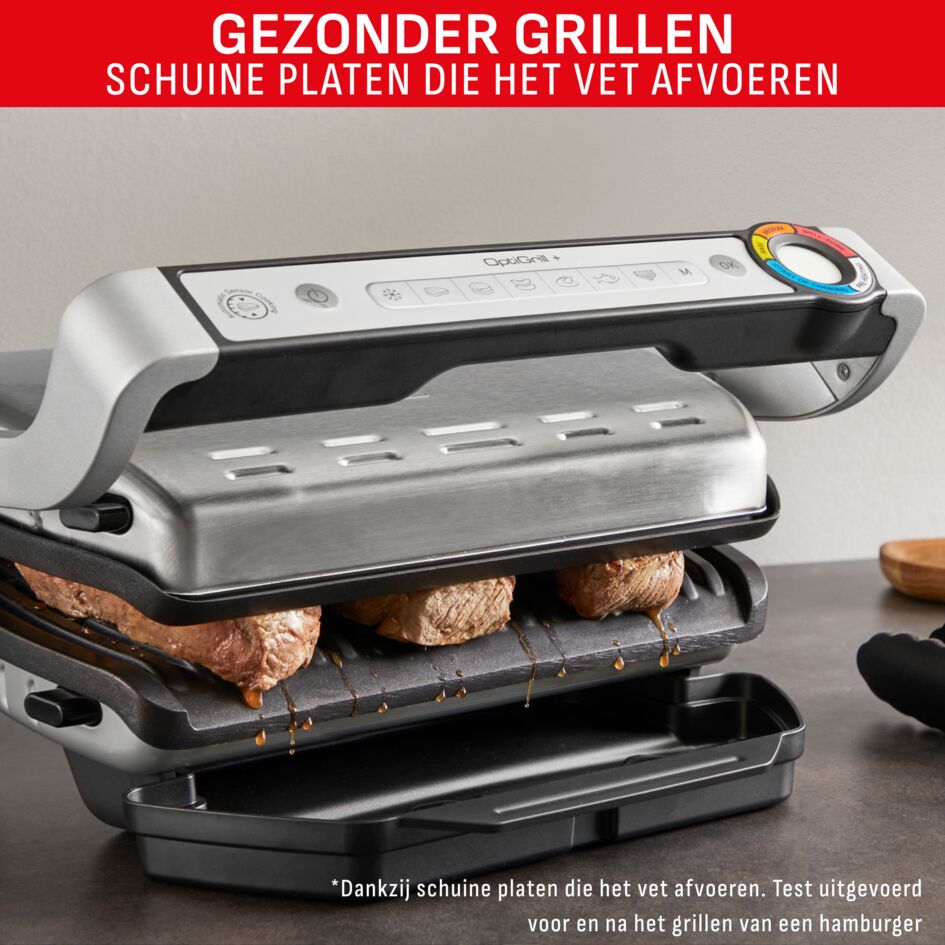 OptiGrill+ GC718D Slimme contactgrill met grilltang - 6 automatische programma's