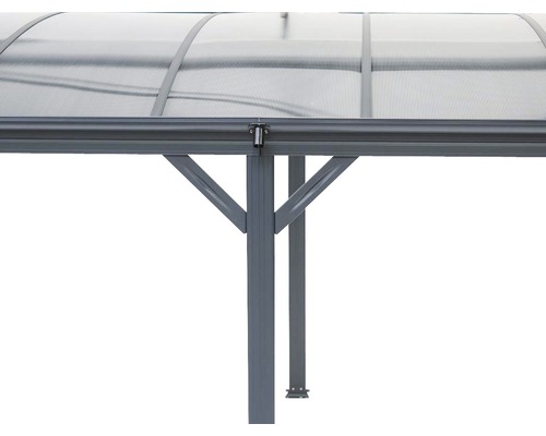 Enkele carport WESTMANN ronde boog 6 mm dubbelwandige polycarbonaatplaten 15 m² incl. regengoot 300 x 505 cm antraciet