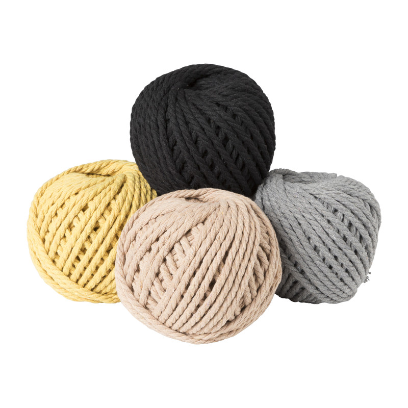 Macrame touw - zwart - 40 meter
