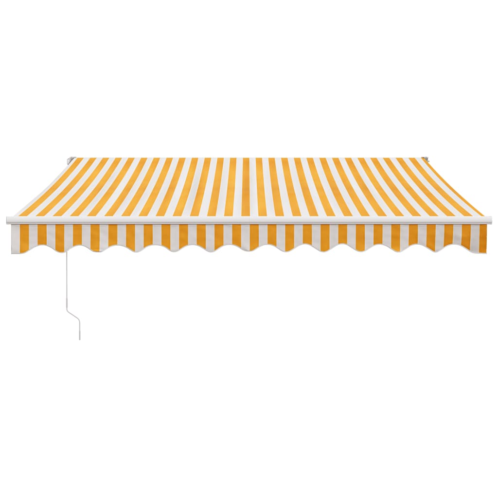 Auvent rétractable jaune et blanc 3,5x2,5 m tissu et aluminium