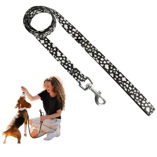 Guia de treinamento Edipets preta com estampa para cães