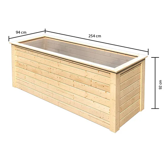 Karibu Hochbeet, ca. 244 x 94 cm, 28 mm, naturfarben