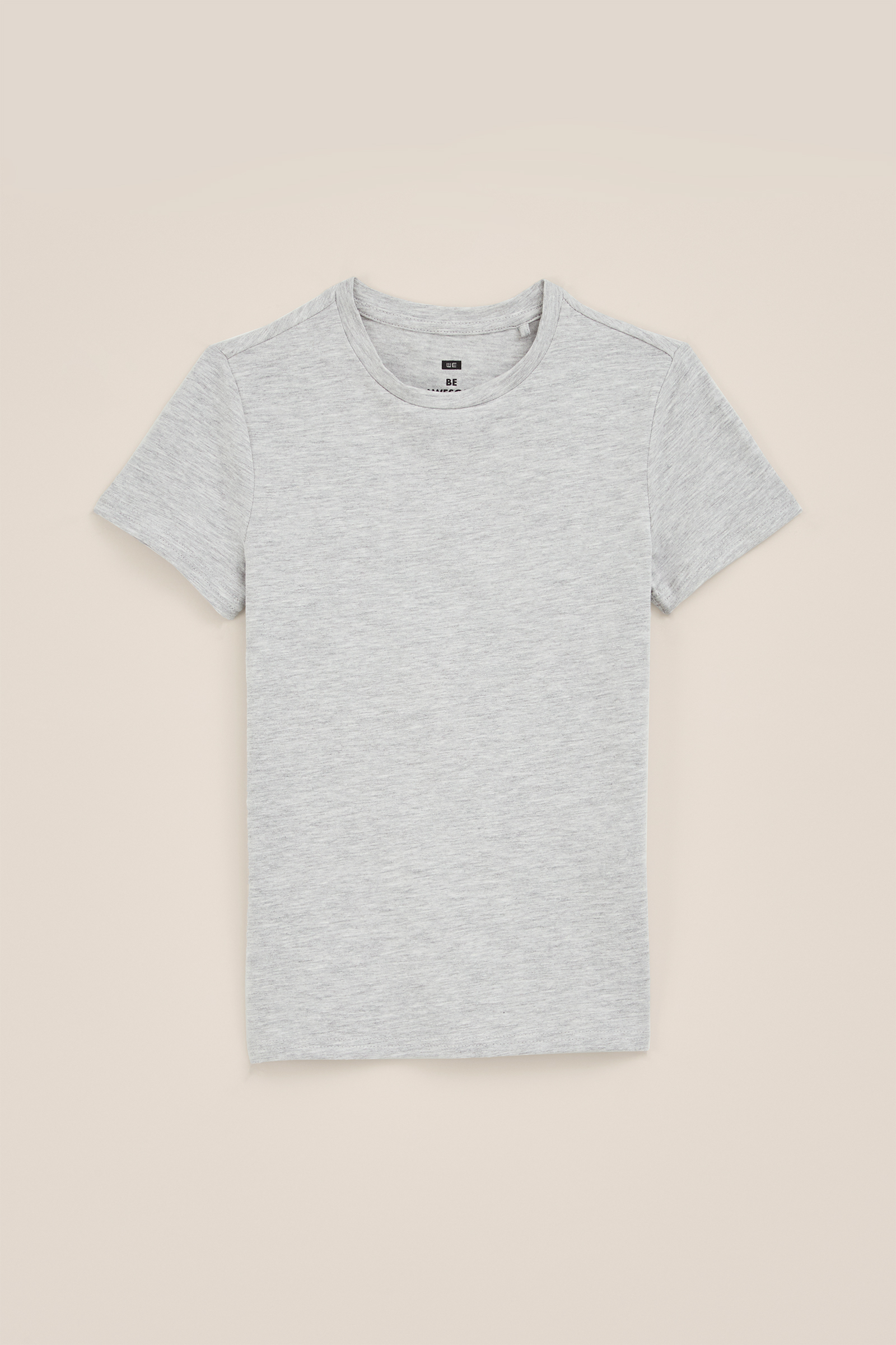 Jongens basic T-shirt met ronde hals WE Fashion Lichtgrijs
