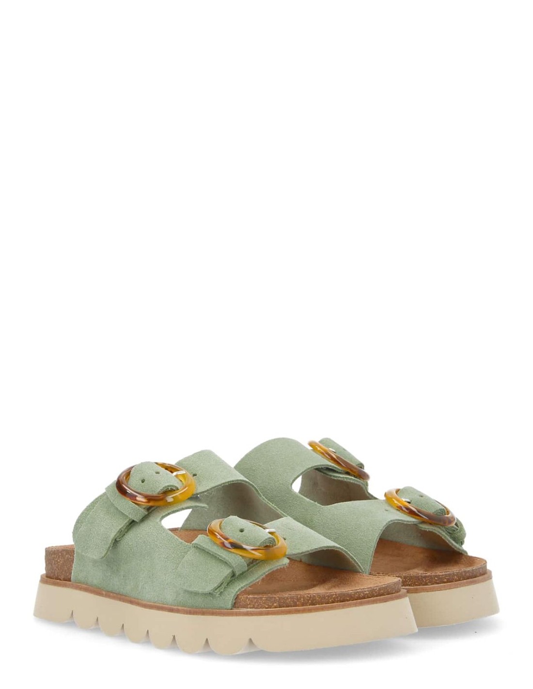 no name Mules Femme Sandy Slap Cuir Tilleul