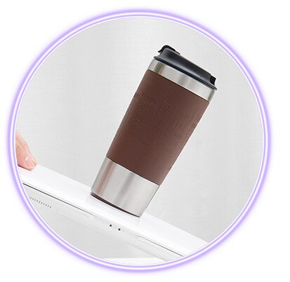 (450ml) Edelstahl Thermo Kaffee Becher Thermoskanne Rutschfester Vakuum Behälter - Grau