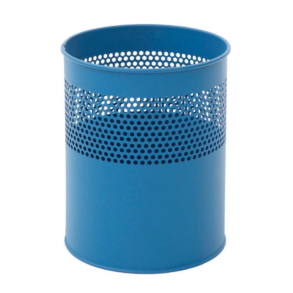 PROREGAL Ronde, halfgeperforeerde metalen afvalbak 10 liter HxØ 27,5 x 23,5 cm Blauw