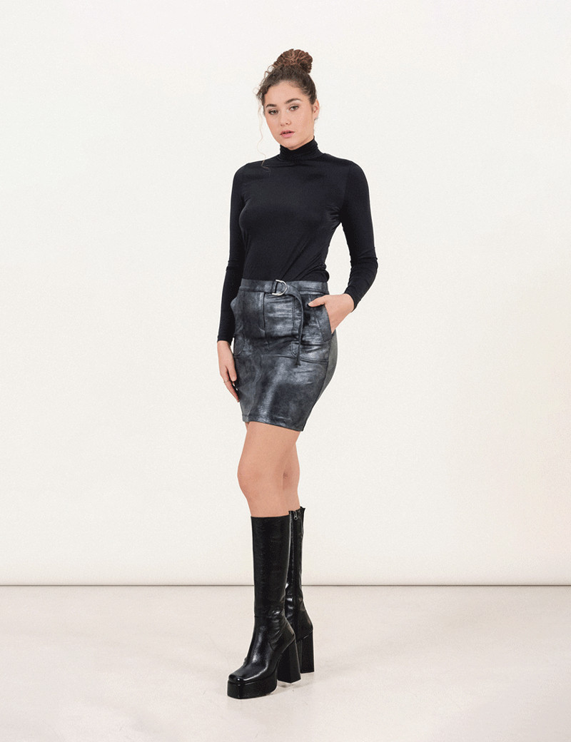 HBT AUDACIOUS | LIBERTY JUPE CROCO ARGENTÉ